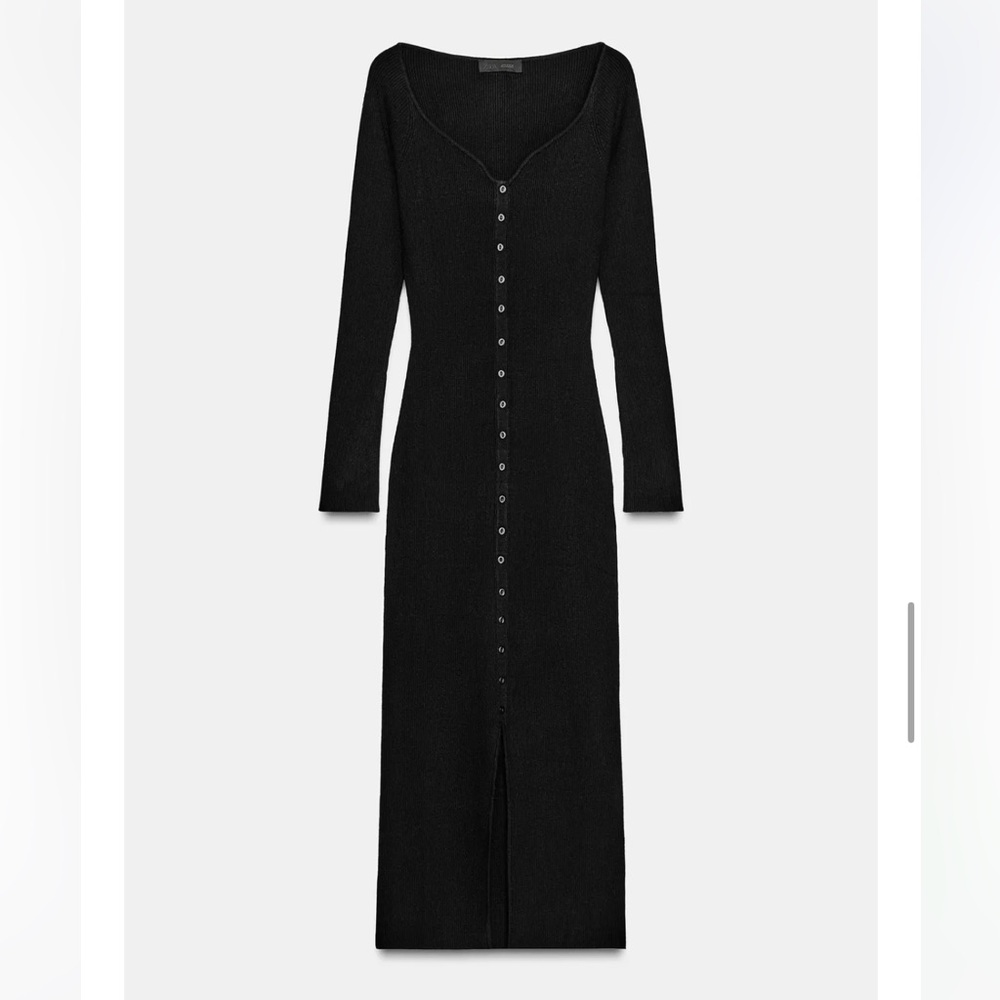 Zara NWT rib knit midi dress black 6216/100 - Picture 5 of 12